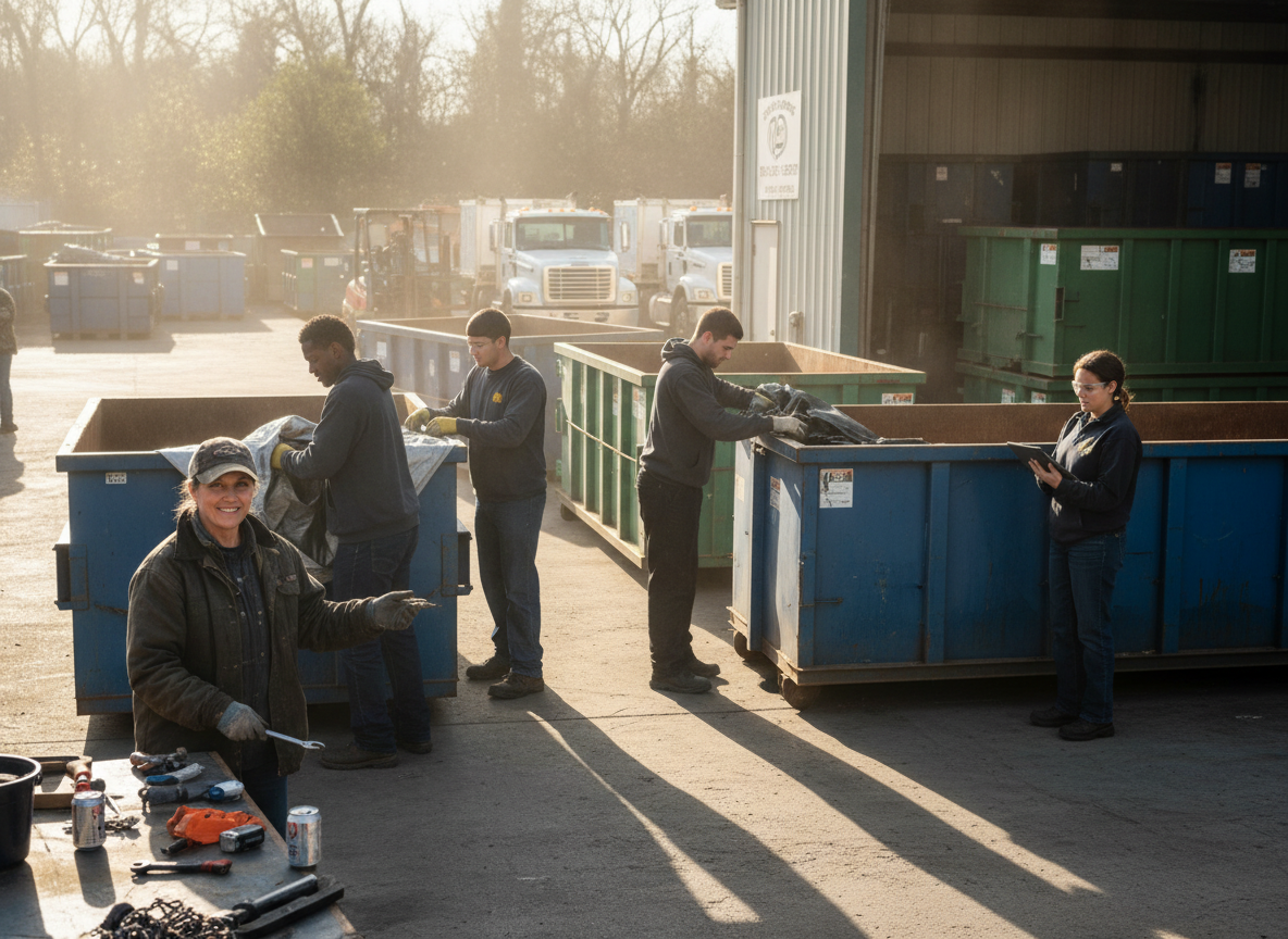 The Durham Dumpster Rental pros team at work in Durham